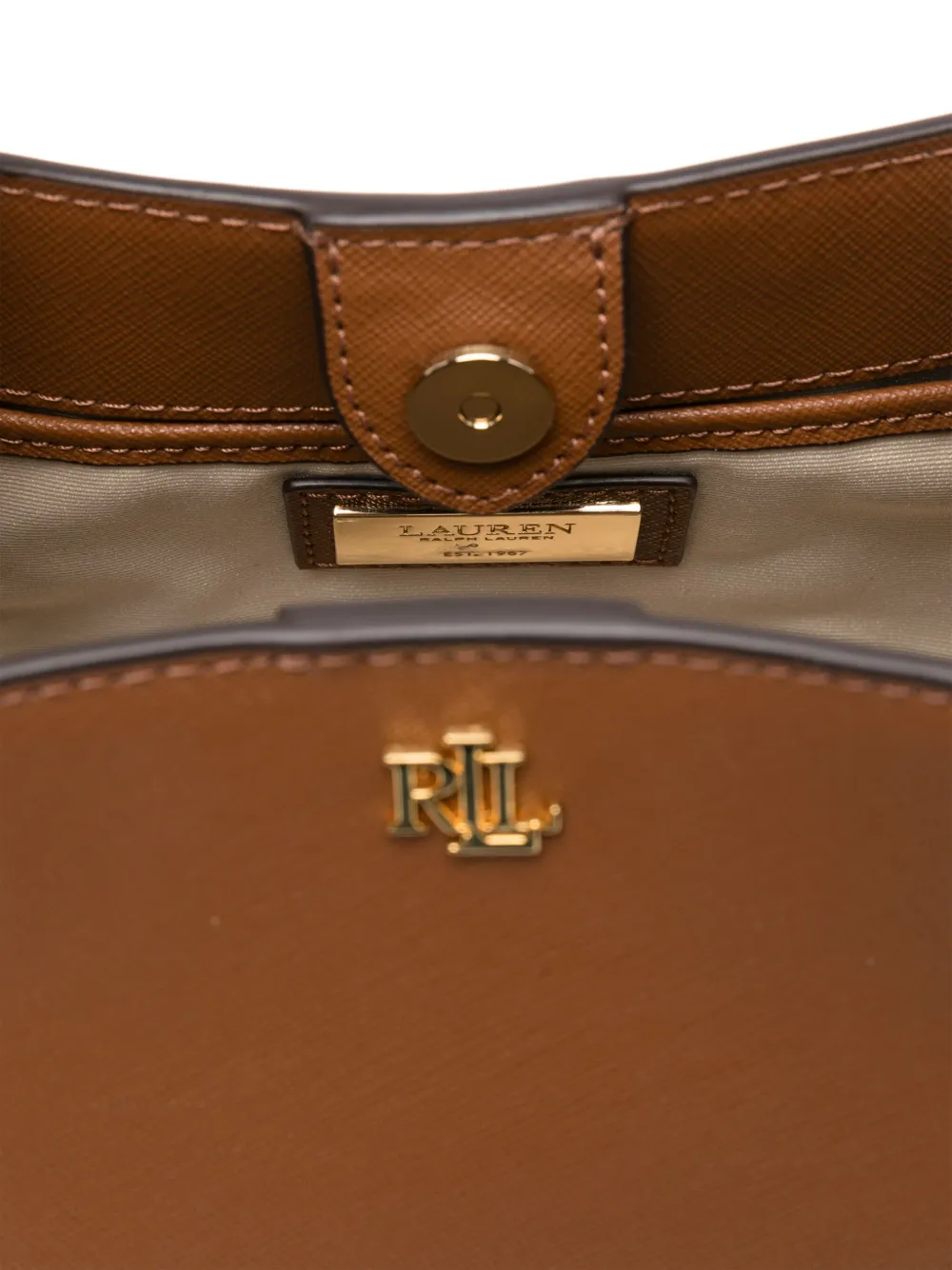 Lauren Ralph Lauren Leren shopper Bruin
