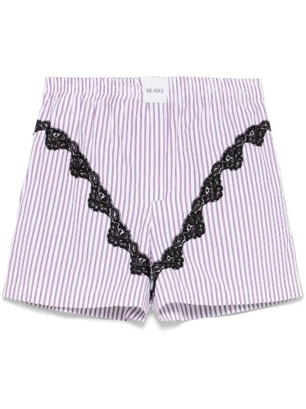 The Attico Striped Poplin Shorts in White