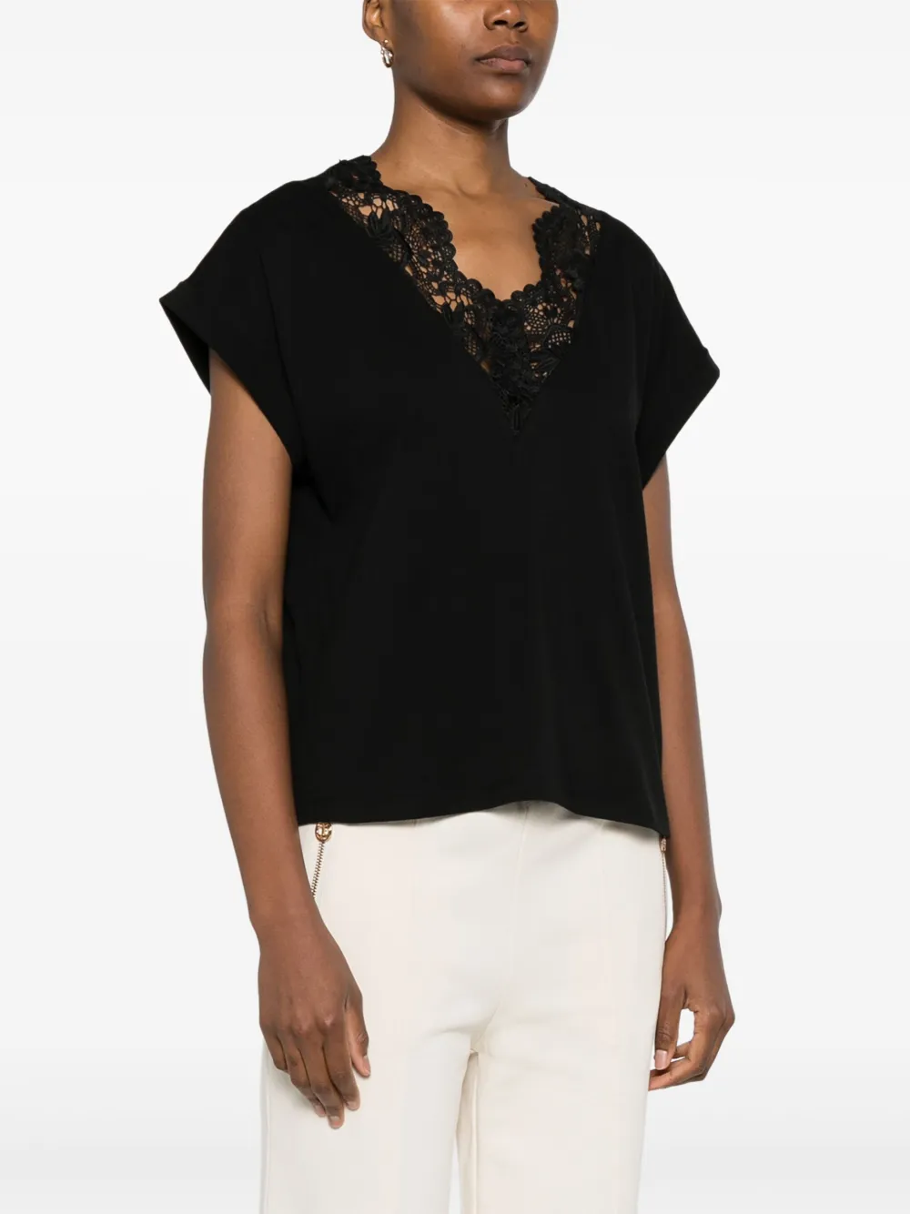 TWINSET T-shirt met kant Zwart