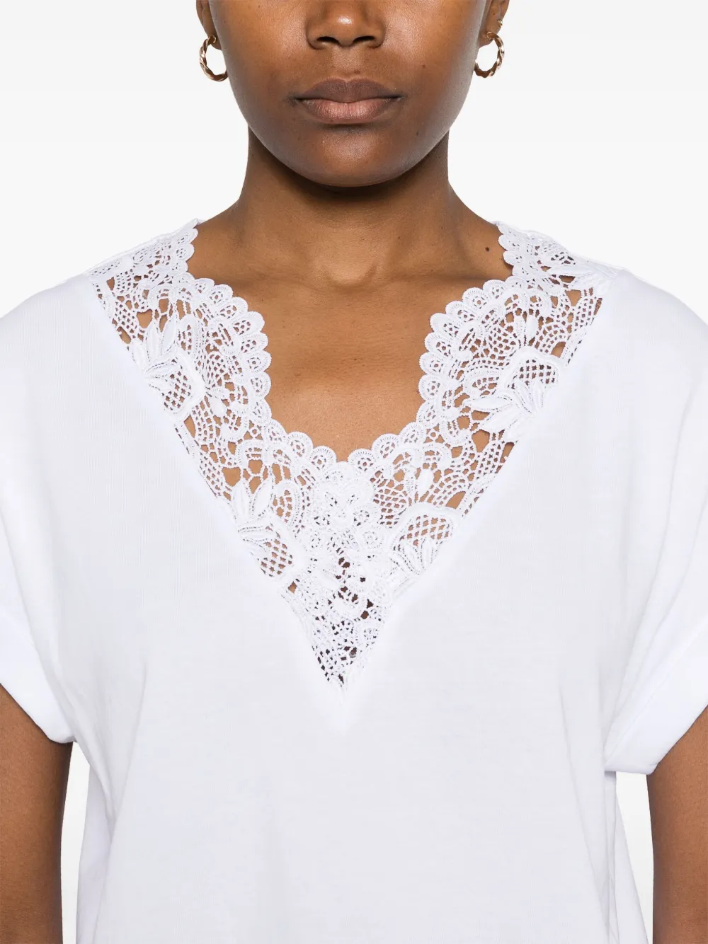 TWINSET T-shirt met kant Wit