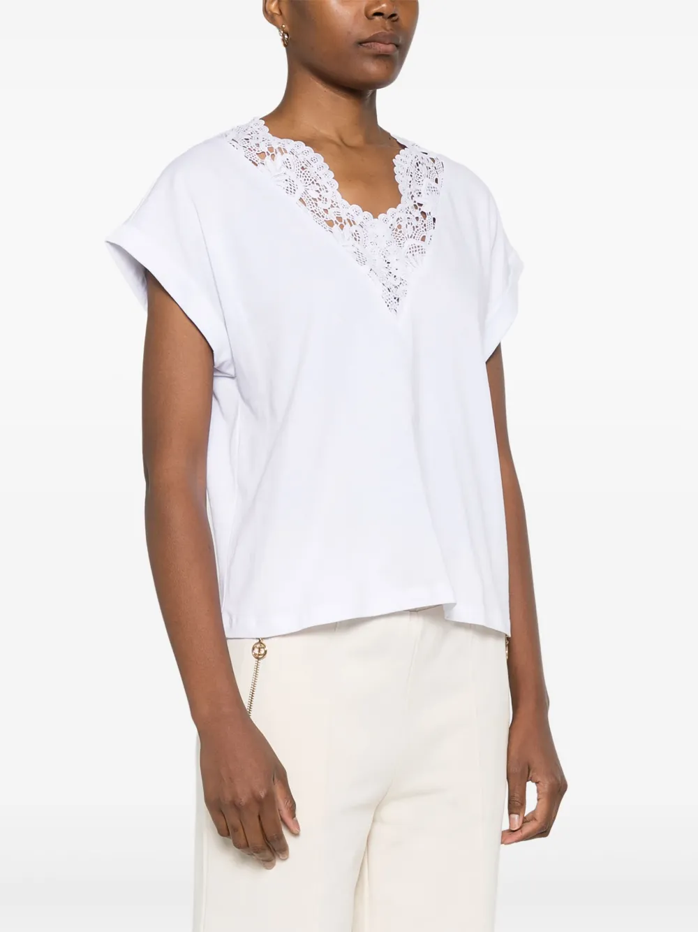 TWINSET T-shirt met kant Wit