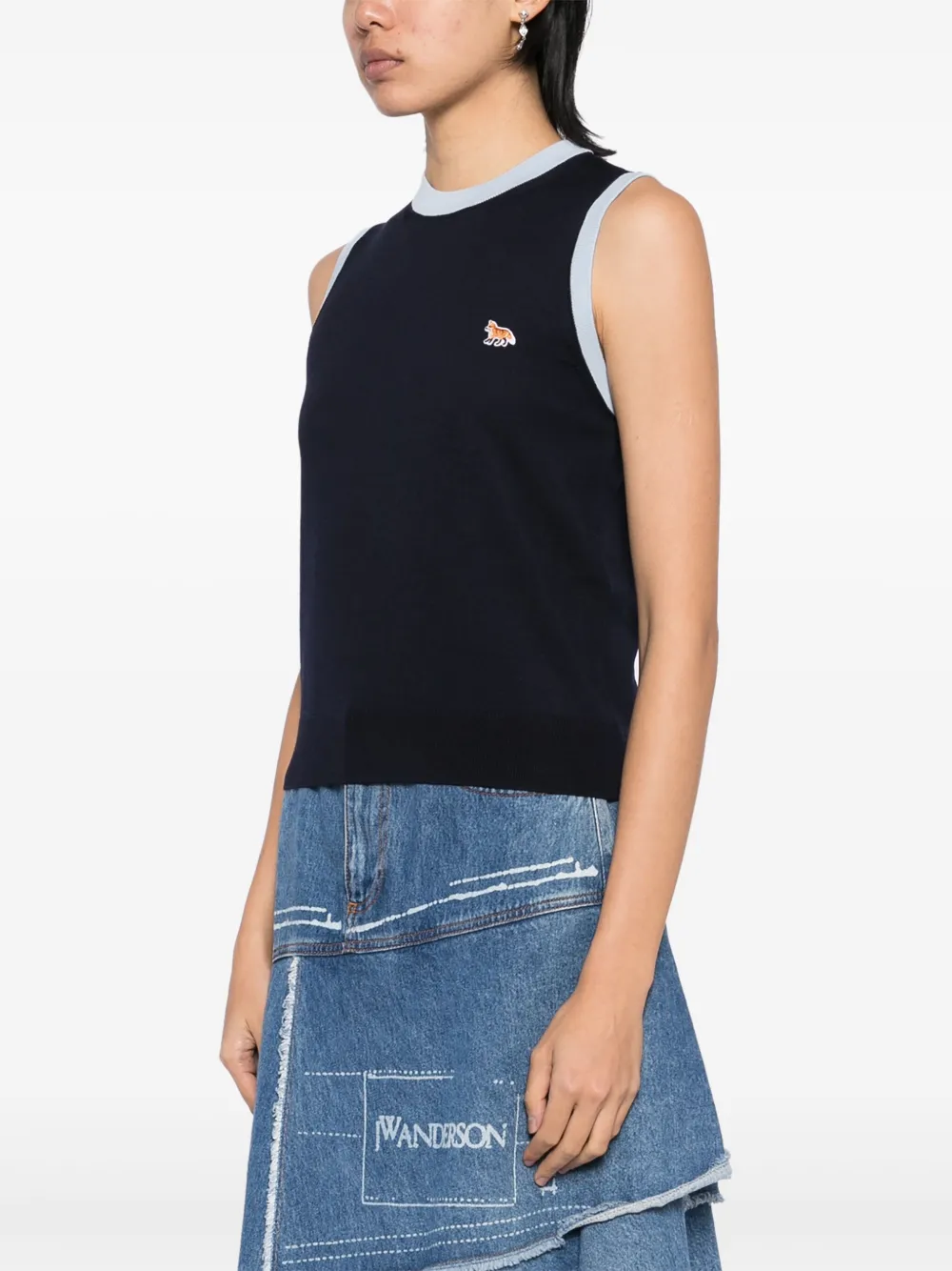 Maison Kitsuné Tanktop met logopatch Blauw
