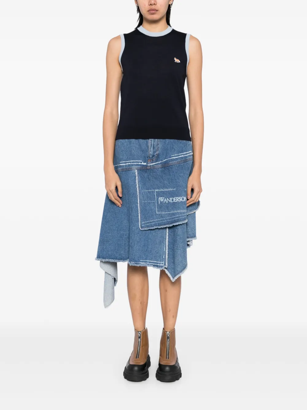 Maison Kitsuné Tanktop met logopatch - Blauw