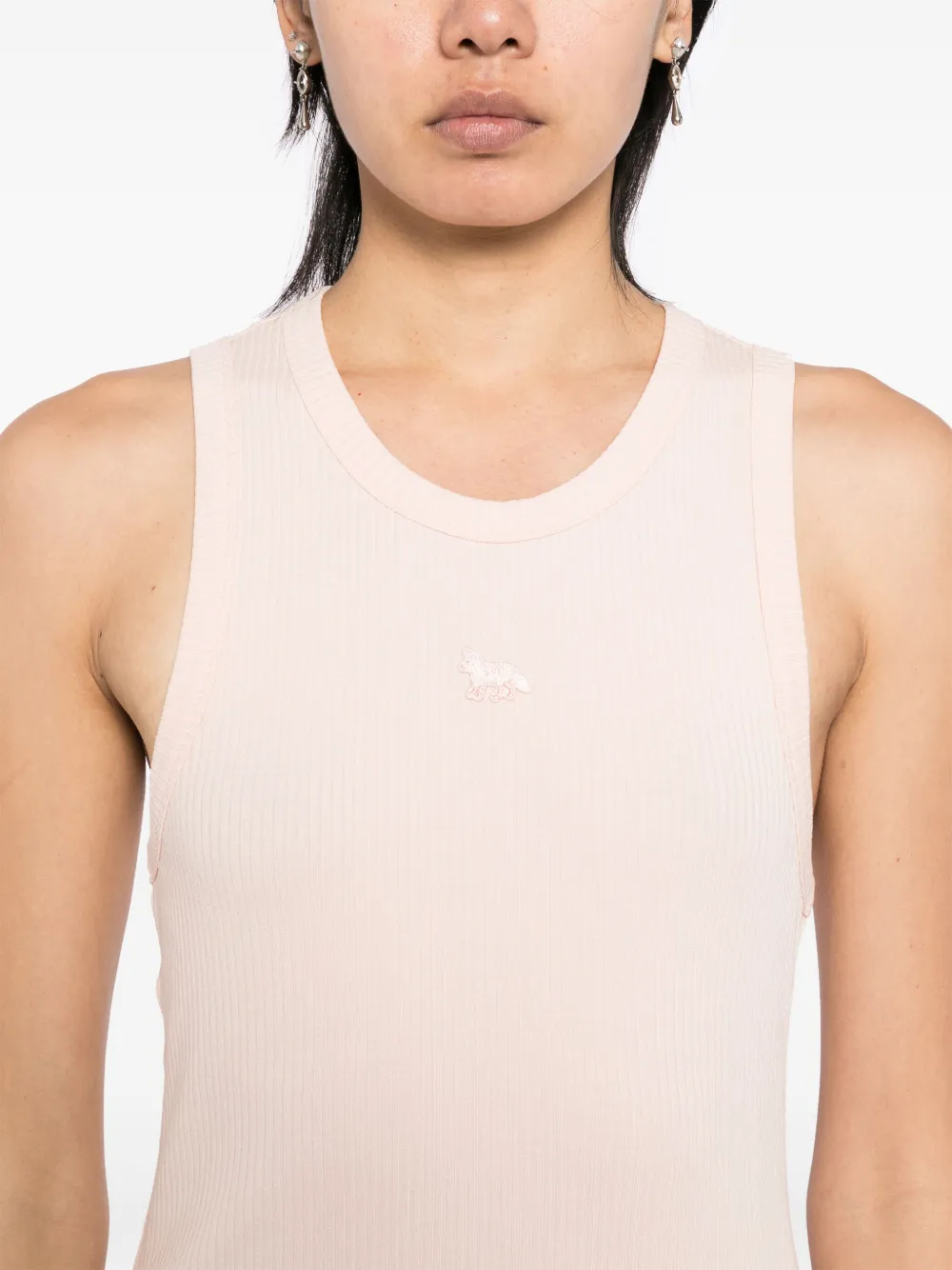 Maison Kitsuné Baby Fox geribbelde tanktop Roze