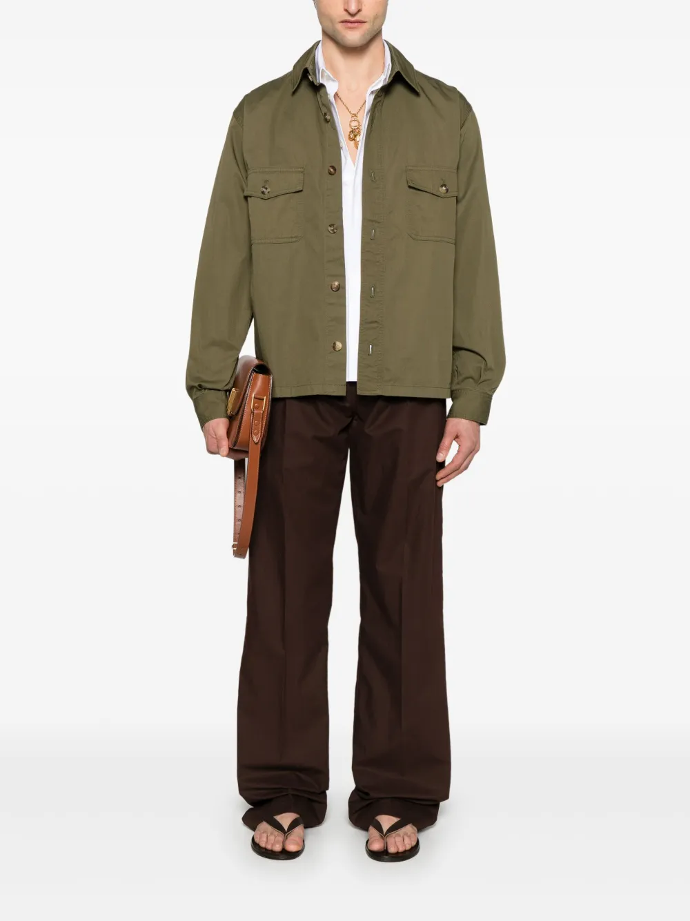 Saint Laurent Katoenen shirtjack - Groen