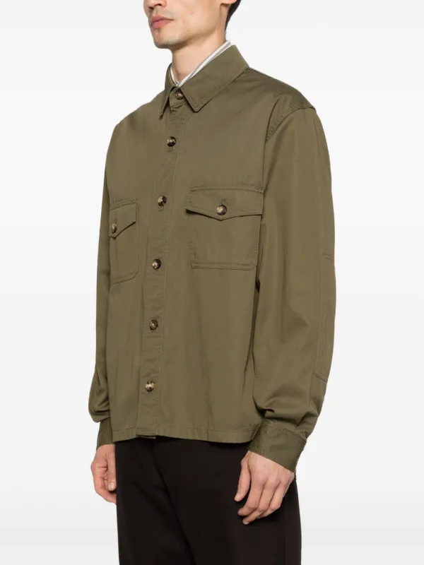 SAINT LAURENT PARIS 2021ss サテンシャツジャケット Saint Laurent シャツジャケット | グリーン | FARFETCH JP
