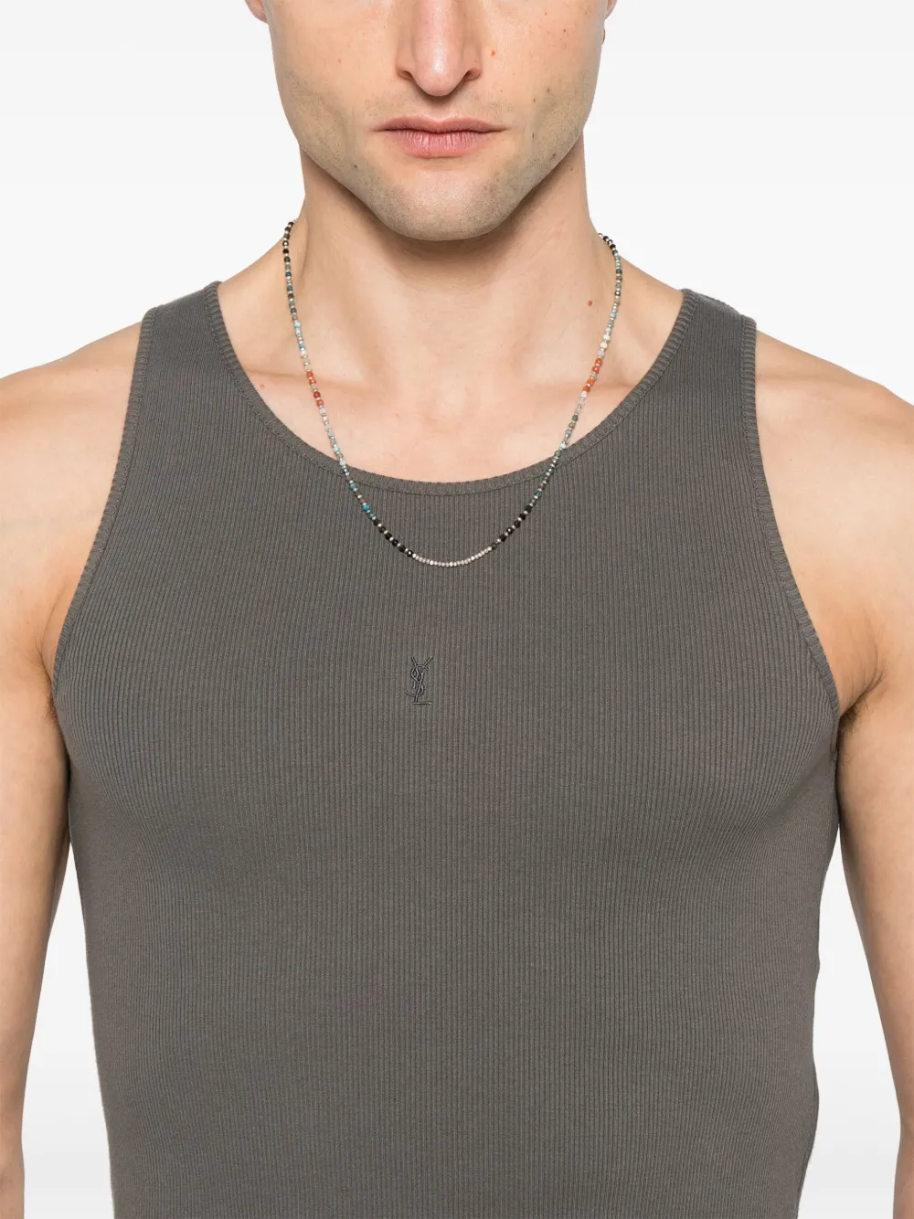 Saint Laurent Tanktop met Cassandre-borduurwerk Grijs