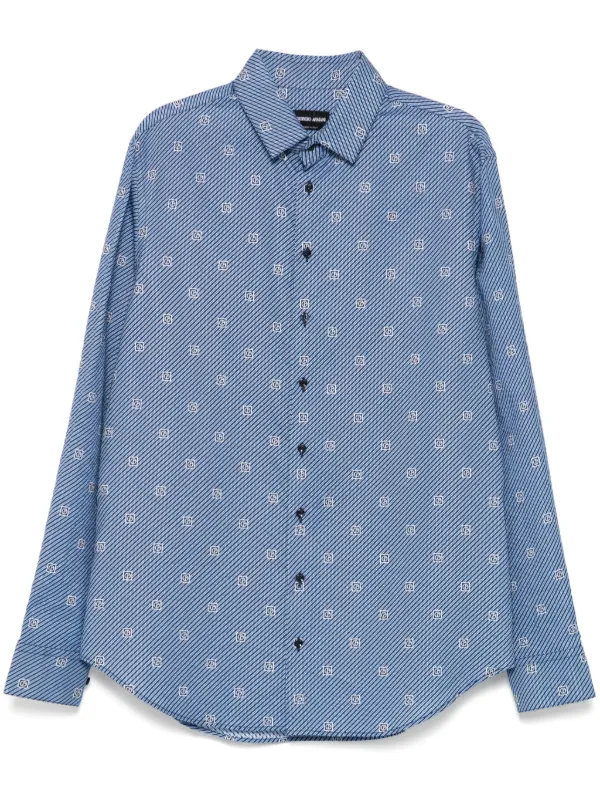 Giorgio Armani Printed Men Shirt - Blue