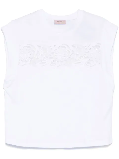 TWINSET playera con detalle de encaje