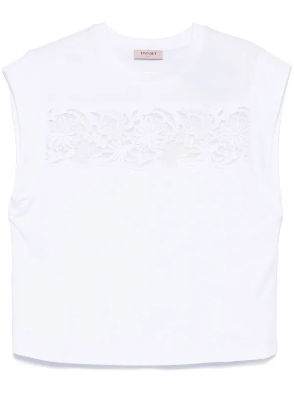 【Twinset】レース入りTシャツ TWINSET レースディテール Tシャツ | ホワイト | FARFETCH JP