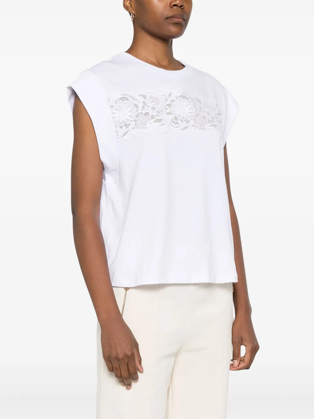 TWINSET T-shirt met kant Wit