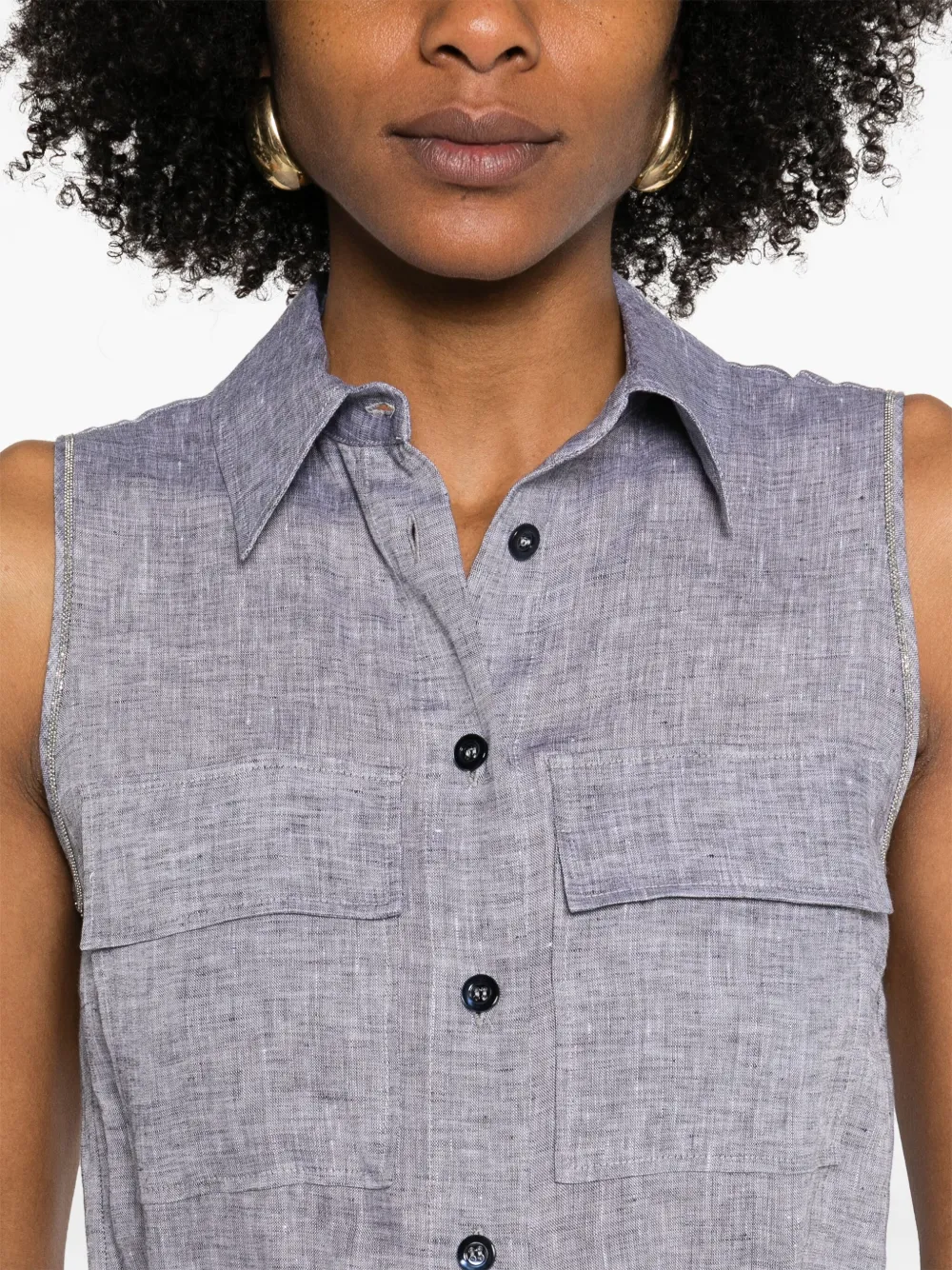 Shop Peserico Belted Linen Jumpsuit In Grau