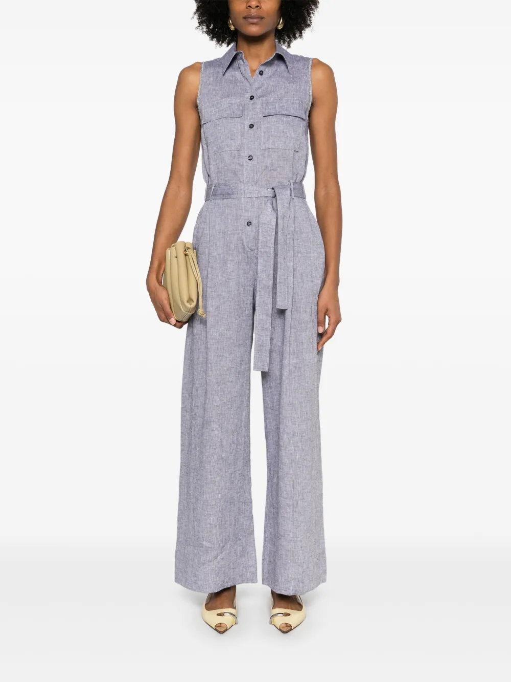 Peserico Jumpsuit met ceintuur - Grijs