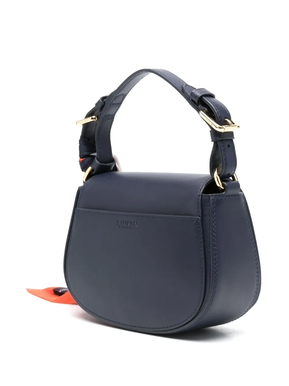 Ralph Lauren Scarf-trim Small Leather Tanner Crossbody Bag In Blau