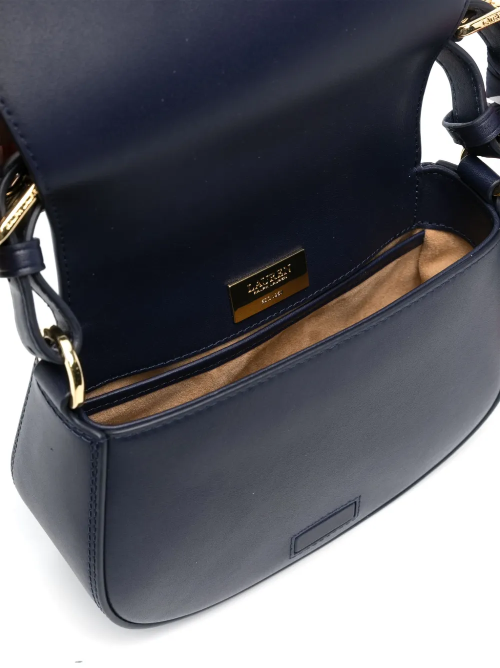 Ralph Lauren Scarf-trim Small Leather Tanner Crossbody Bag In Blau