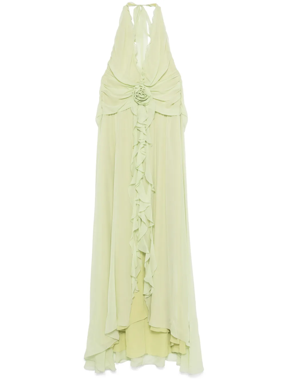 floral-appliqué maxi dress