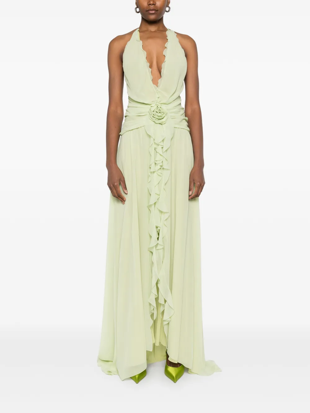 Blumarine Tulen maxi-jurk - Groen