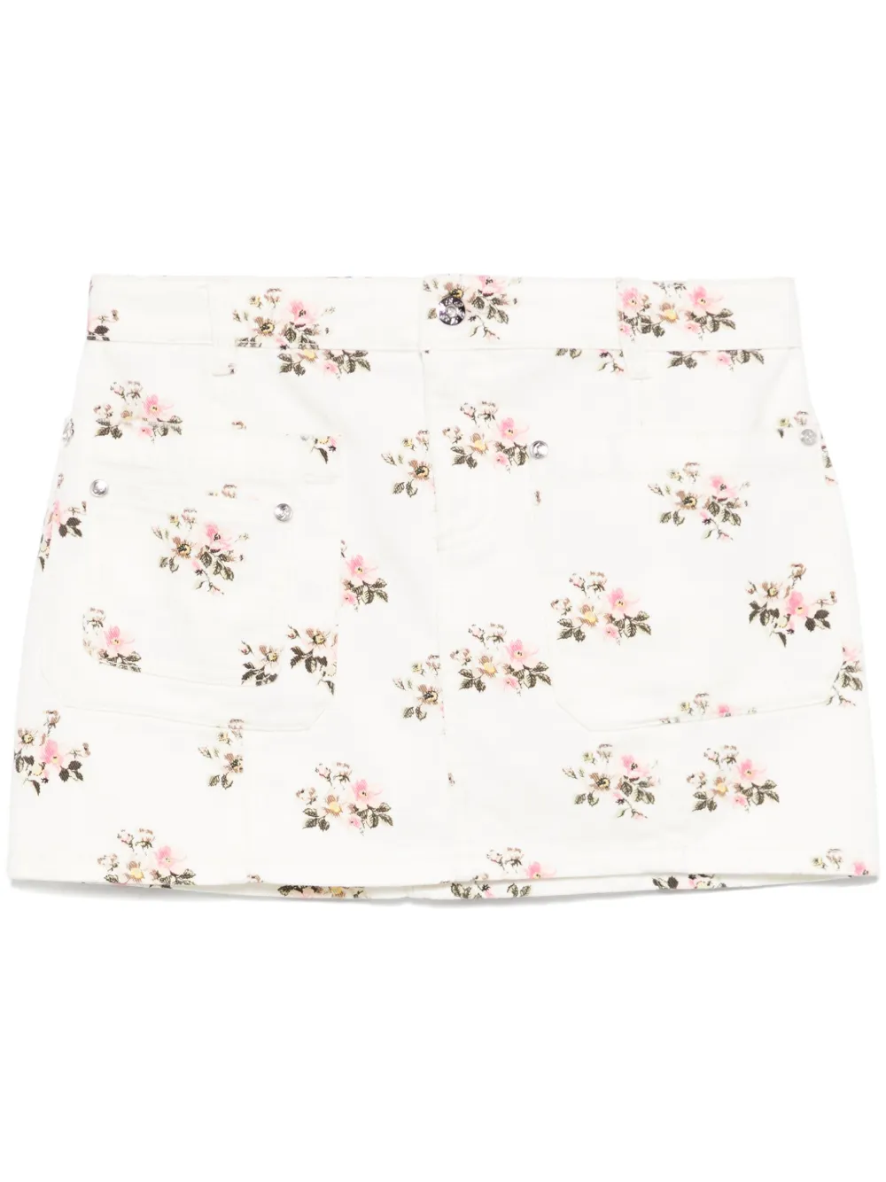 floral-print mini skirt