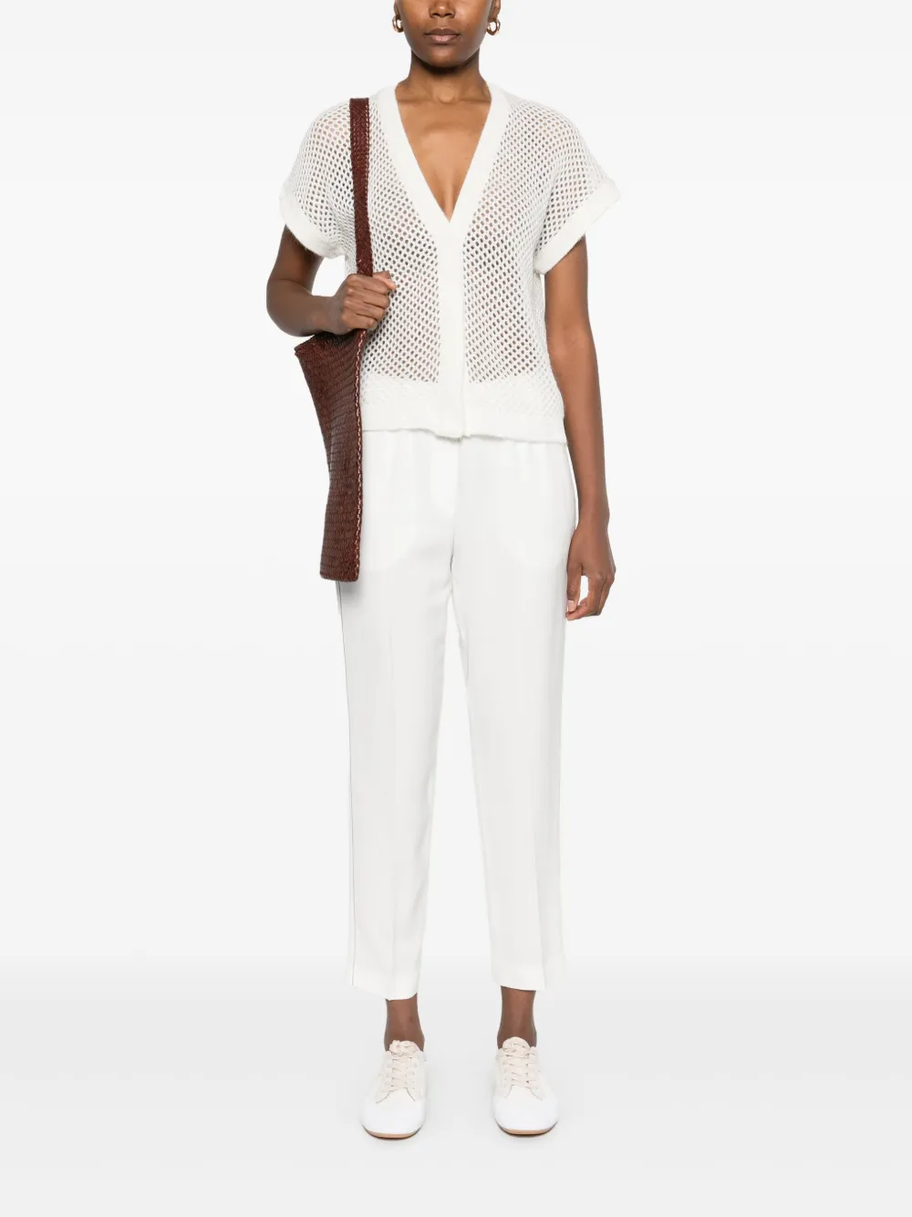 Peserico Opengebreid blouse - Wit