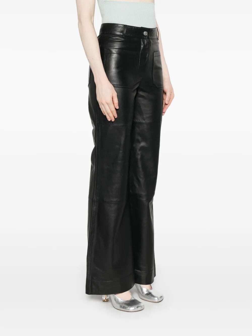 Victoria Beckham Leren broek Zwart