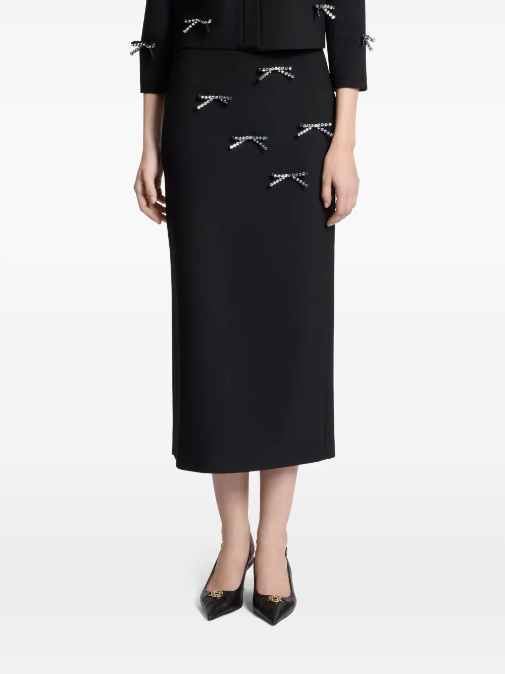 Elie Saab Midi-rok met strikdetail - Zwart