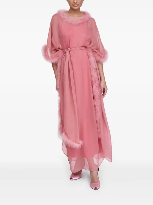 sachin and babi light blue dress ASOS LUXE bandeau embellished mini dress with faux feather trim in pink main image 1