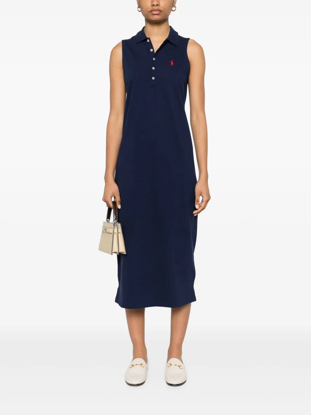 Polo Ralph Lauren Midi-jurk met Polo Pony-borduurwerk Blauw