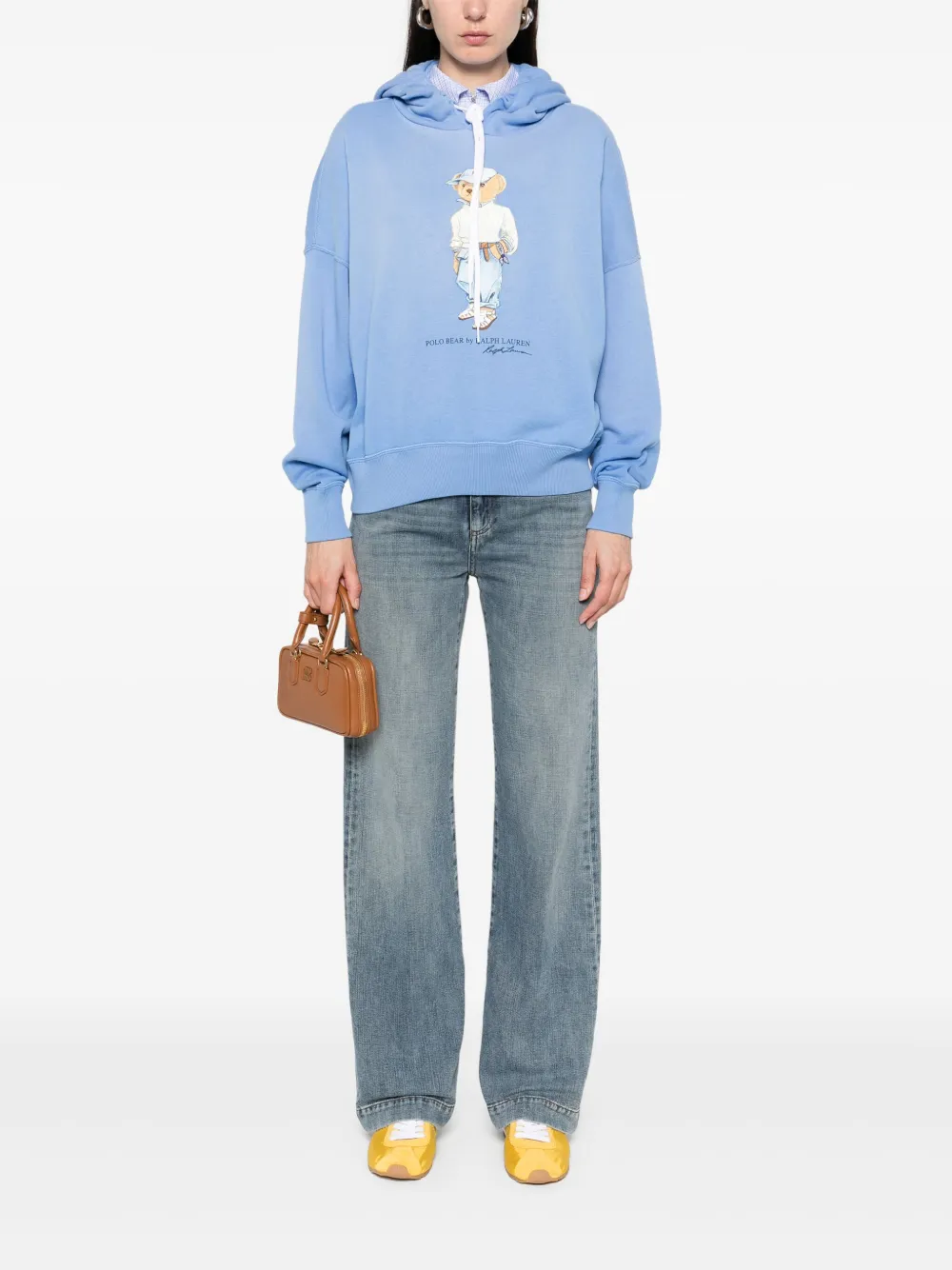 Polo Ralph Lauren Polo Bear Embroidered Fleece Graphic Hoodie In Blue