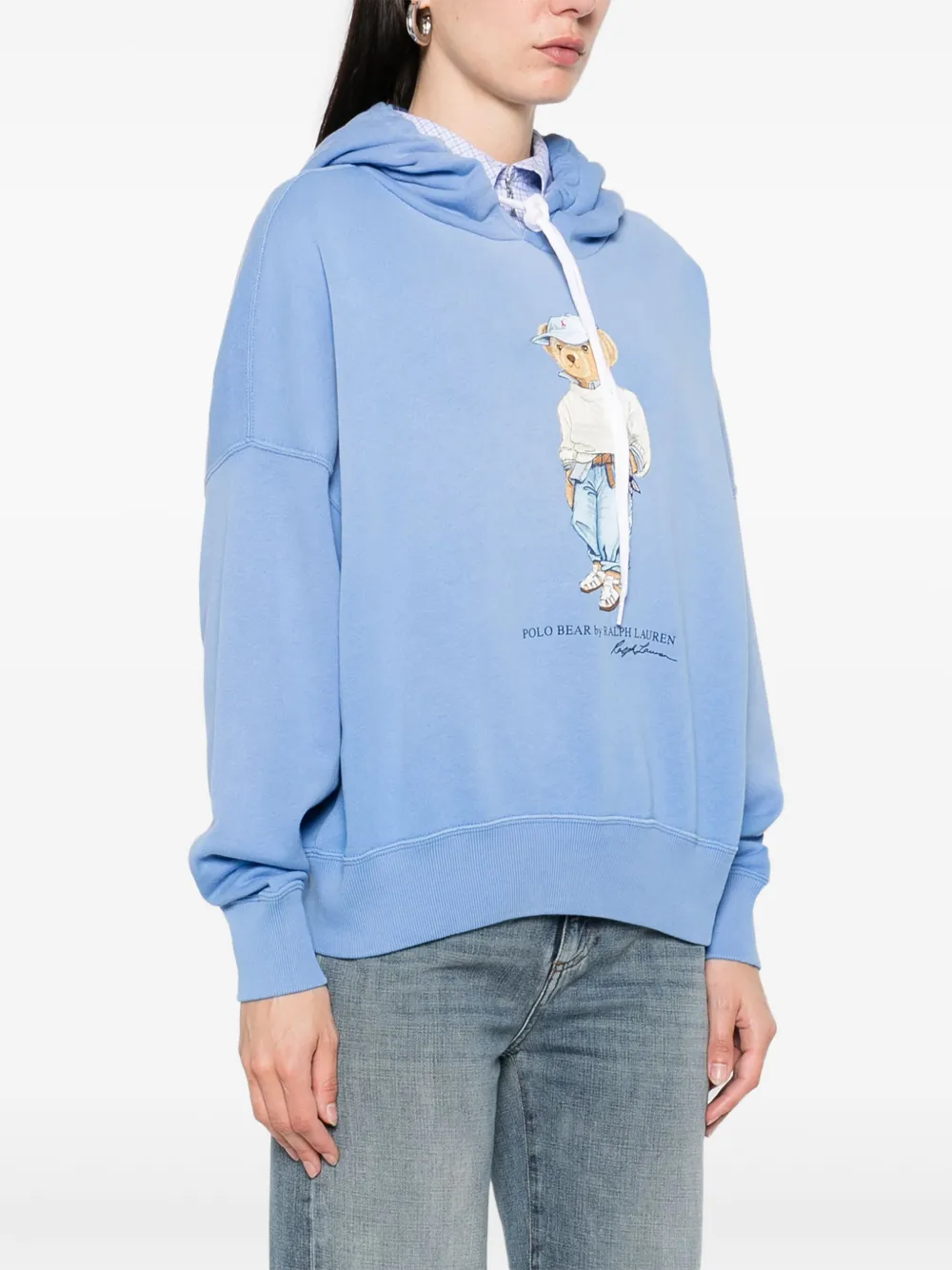 Polo Ralph Lauren Polo Bear Embroidered Fleece Graphic Hoodie In Blue