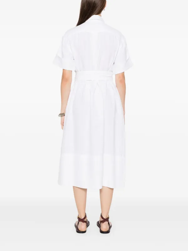 Polo Ralph Lauren Belted Linen Dress | White | FARFETCH