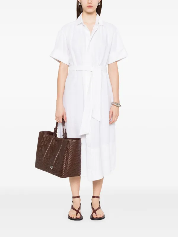 Polo Ralph Lauren Belted Linen Dress | White | FARFETCH