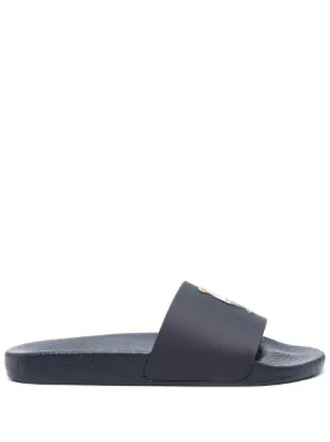Polo Ralph Lauren logo-print Slides | Blue | FARFETCH CA
