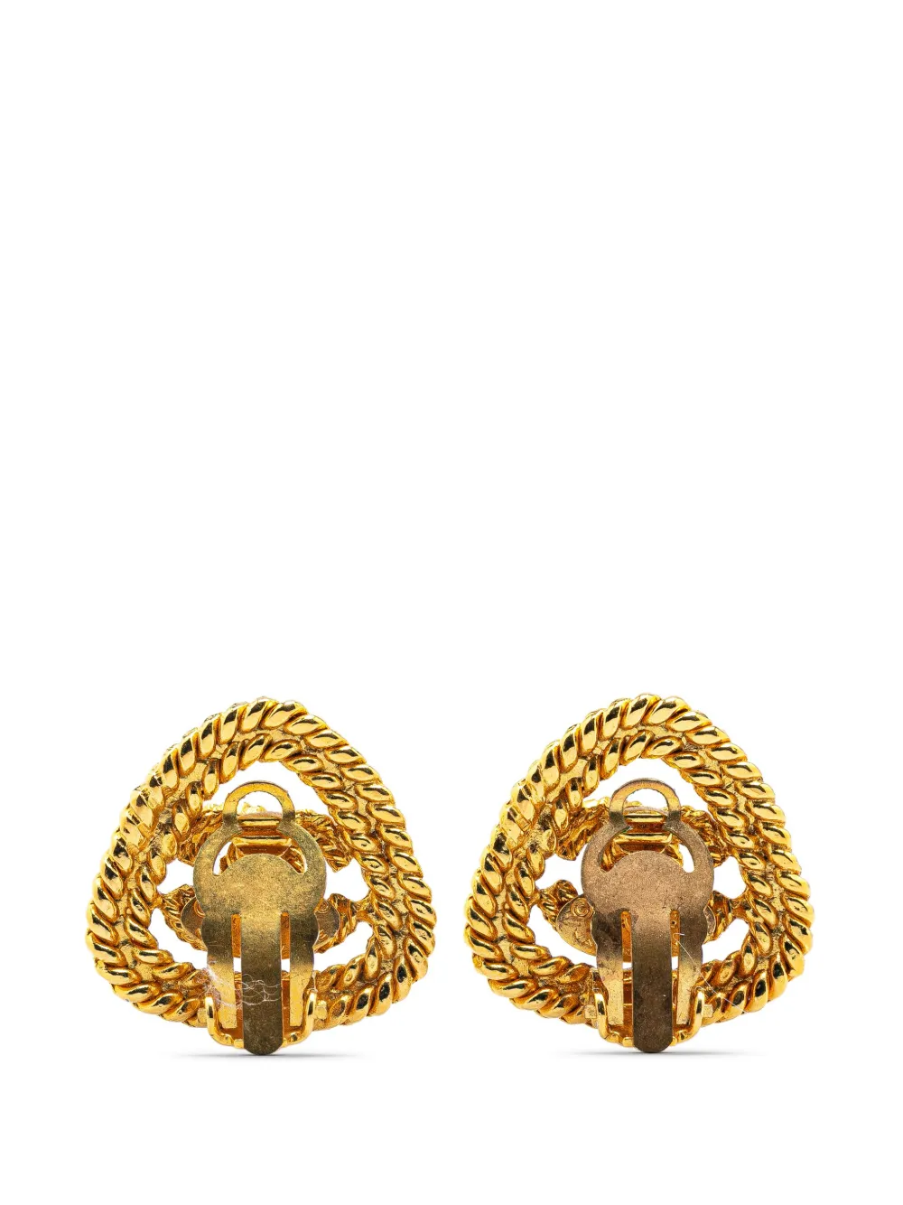 CHANEL Pre-Owned 1980-1990 Gold Plated CC Clip On Earrings costume earrings - Goud