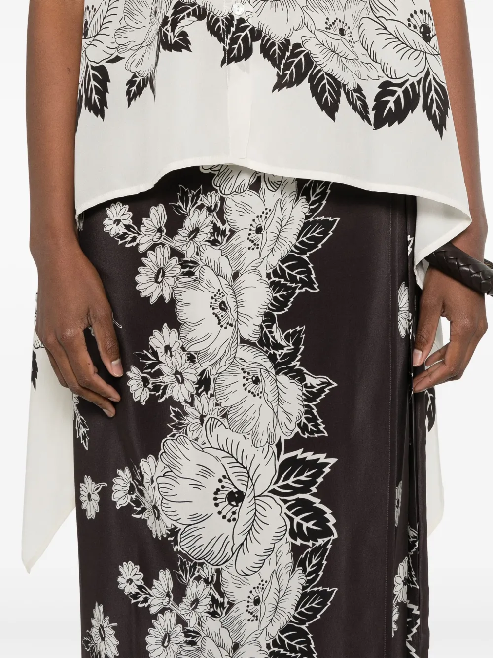 P.A.R.O.S.H. Maxi-rok met bloemenprint Bruin