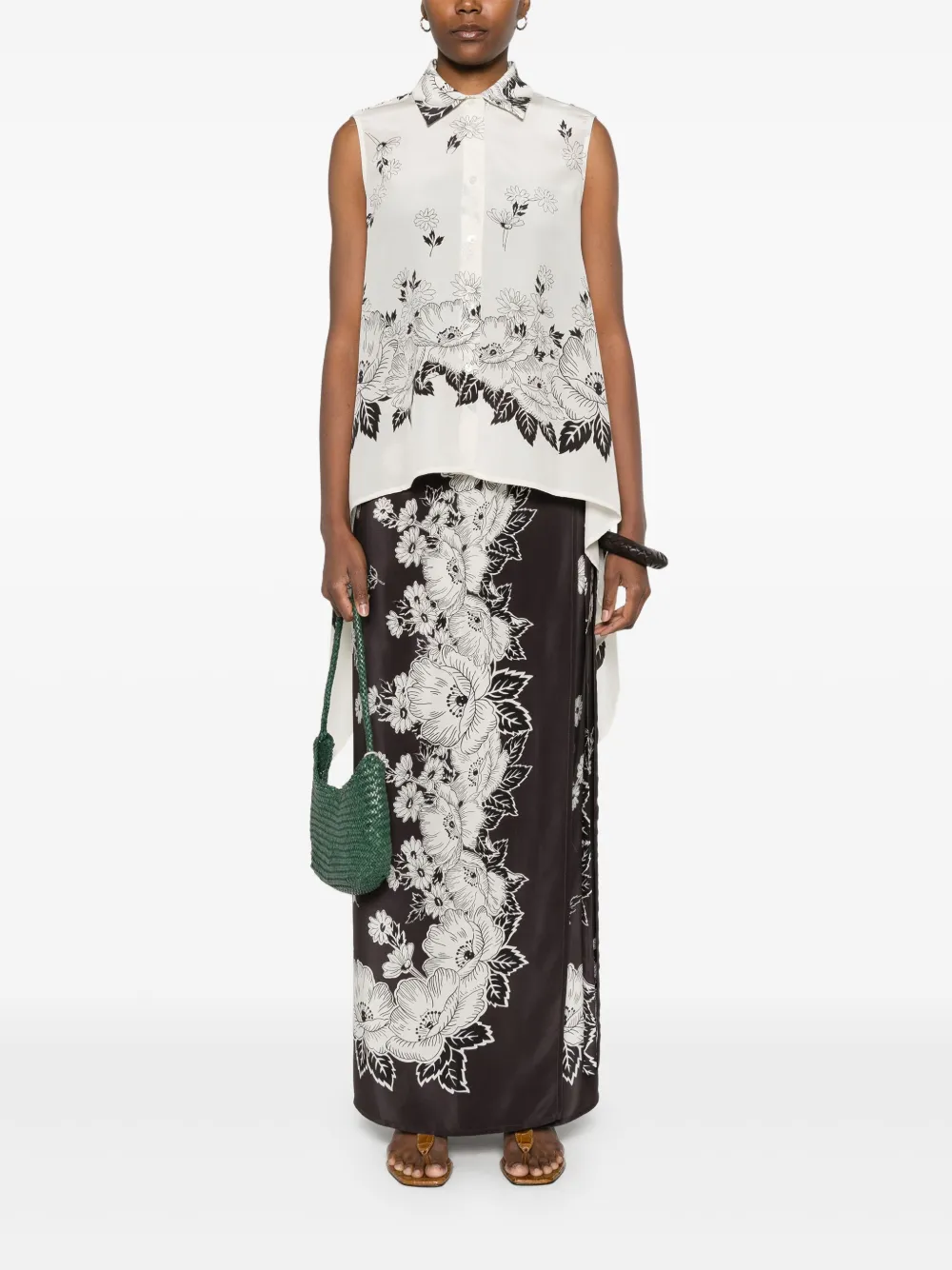 P.A.R.O.S.H. Maxi-rok met bloemenprint - Bruin