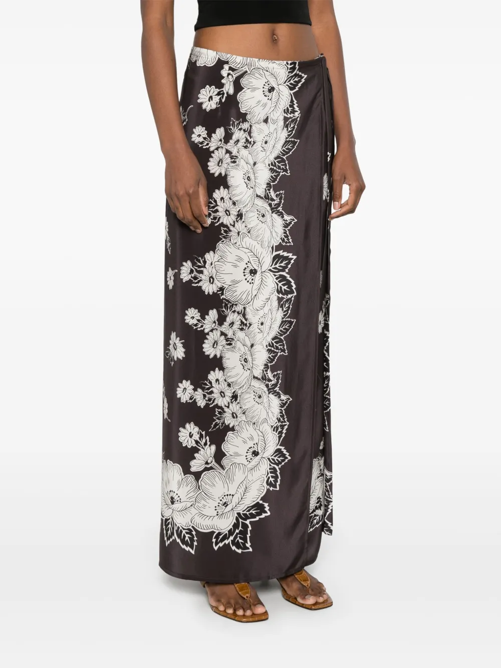 P.A.R.O.S.H. Maxi-rok met bloemenprint Bruin