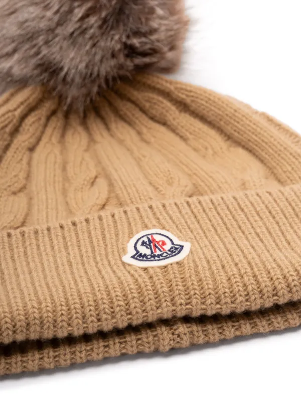 Moncler Wool Beanie Hat Brown FARFETCH RO