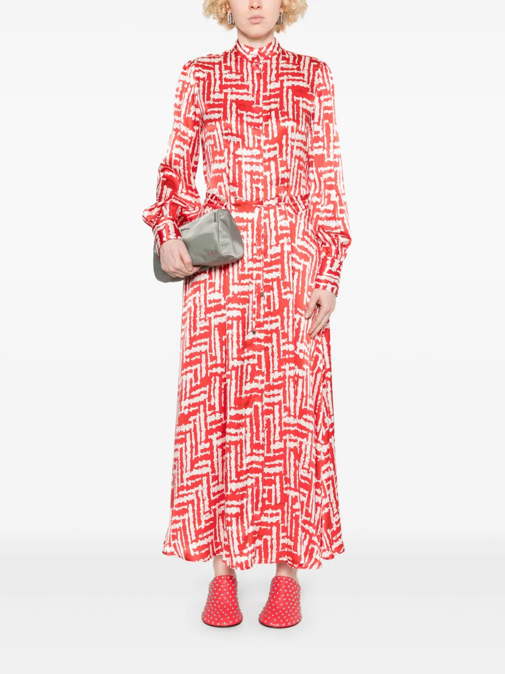 Kiton Maxi-jurk met geometrische print - Rood