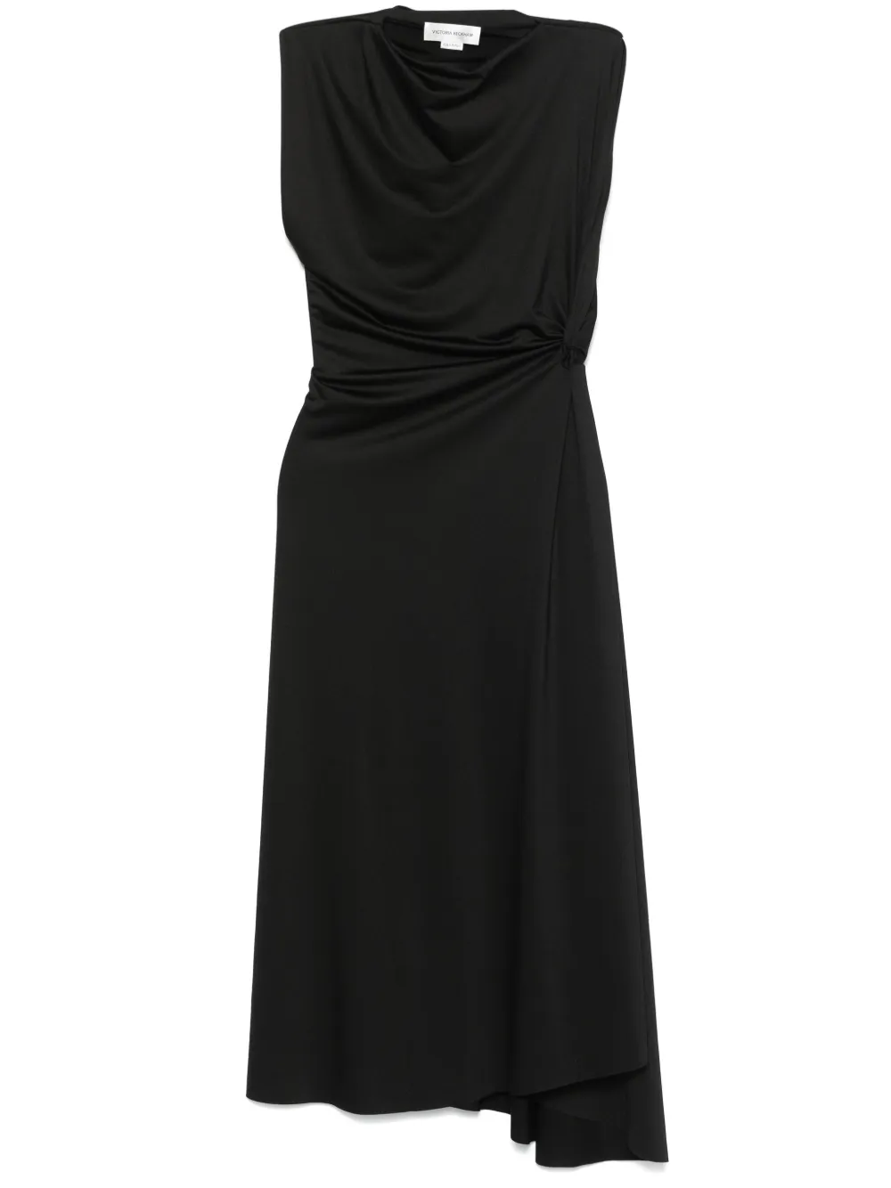 asymmetric drape midi dress