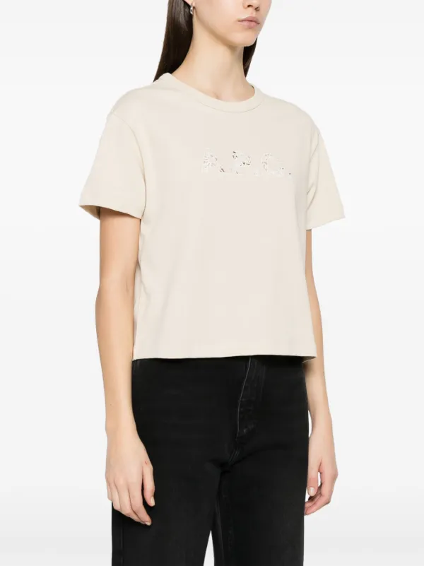 A.P.C. アーペーセー 'Annie' Beige T-Shirt with Logo Tシャツ A.P.C. Annie T-shirt | Neutrals | FARFETCH GE