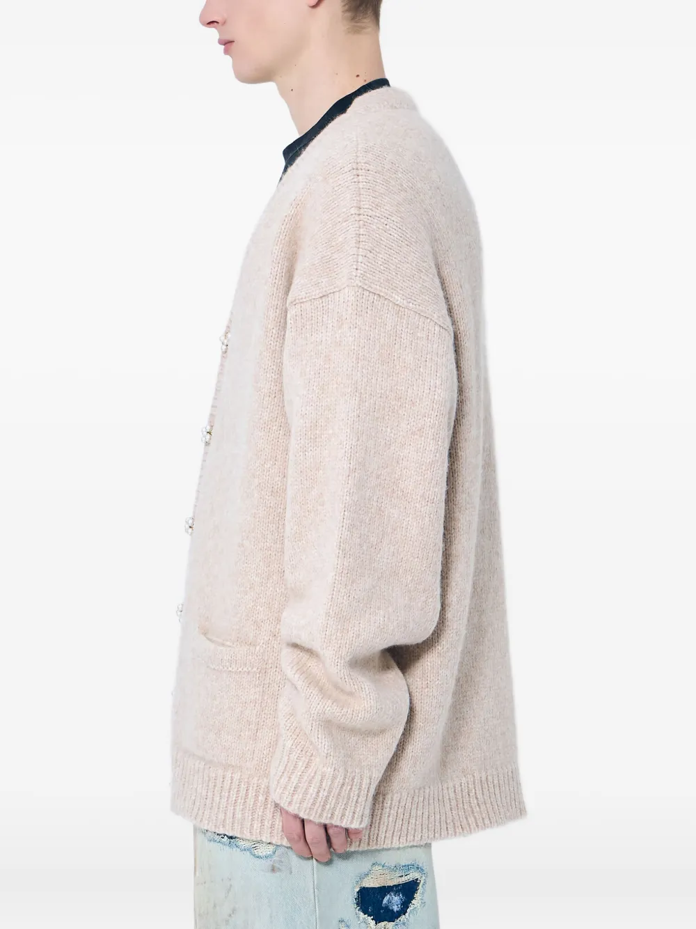 VETEMENTS Vest verfraaid met imitatieparel Beige