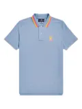 Psycho Bunny Surrey tipped-collar embroidered polo shirt - Blue