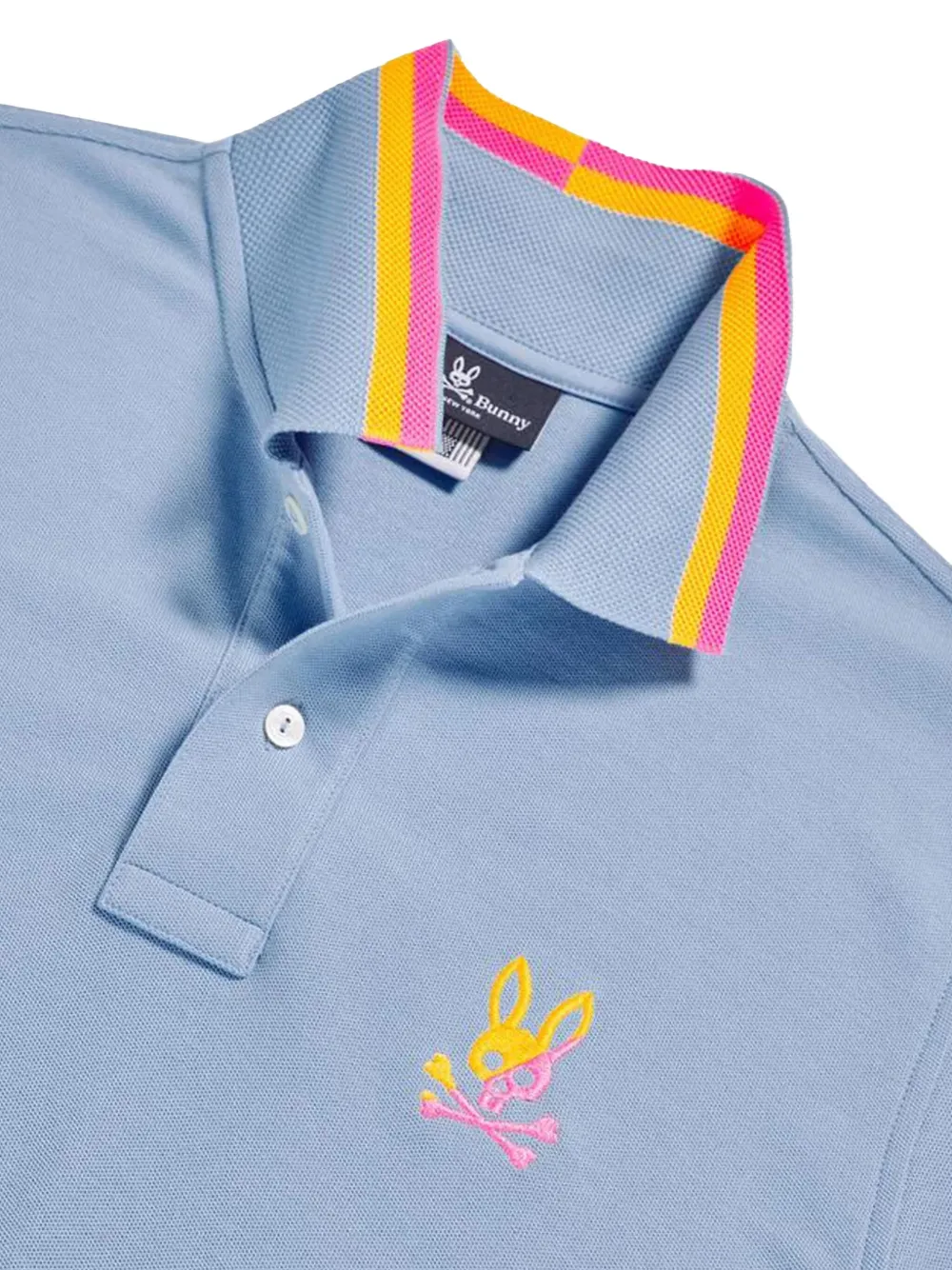 Psycho Bunny Surrey tipped-collar embroidered polo shirt - Blauw