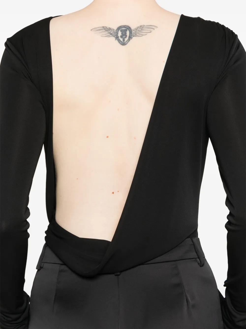 THE ANDAMANE Veronica gedrapeerde body Zwart