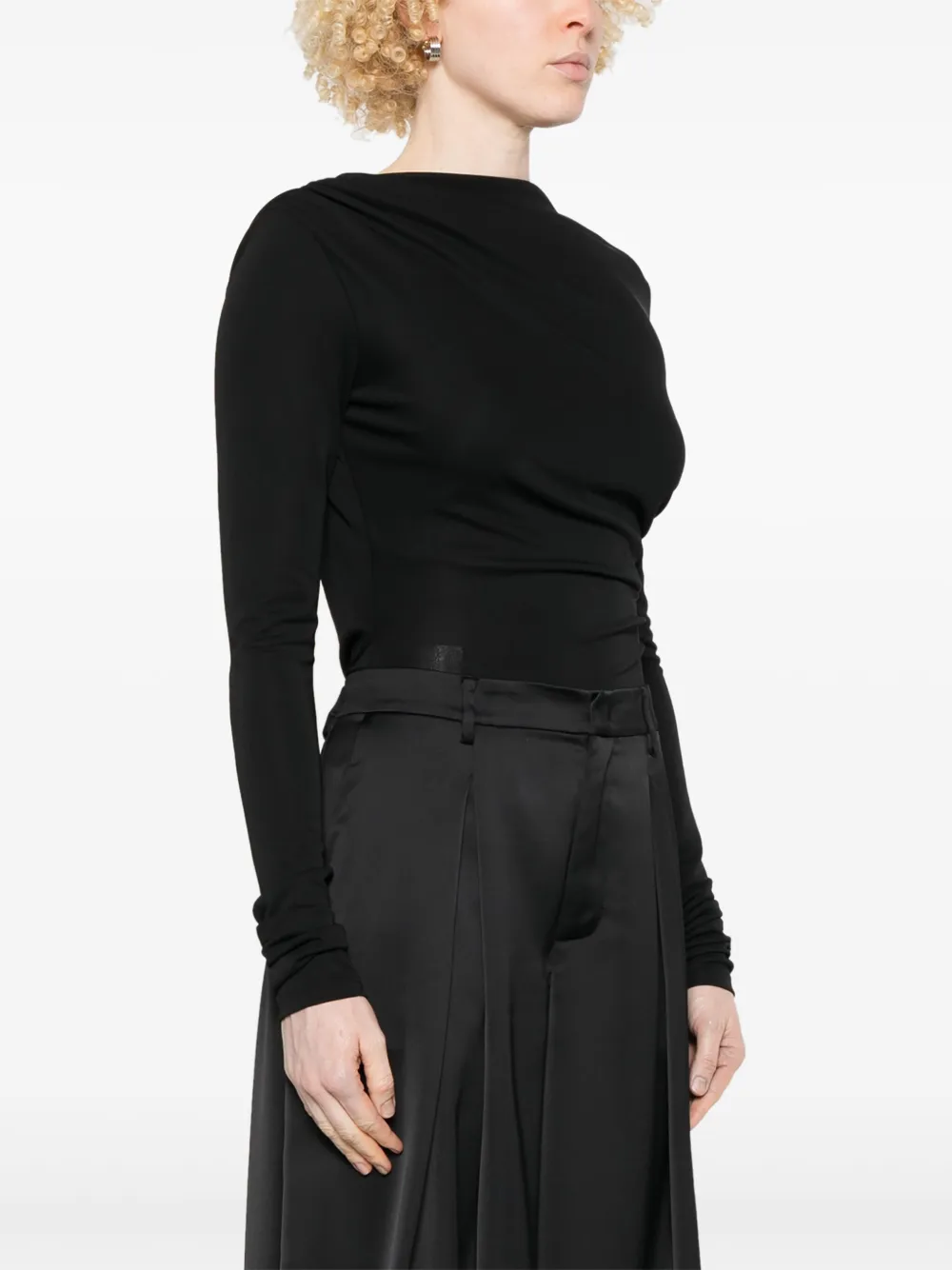 THE ANDAMANE Veronica gedrapeerde body Zwart