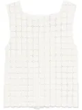 Semicouture crochet sleeveless top - White