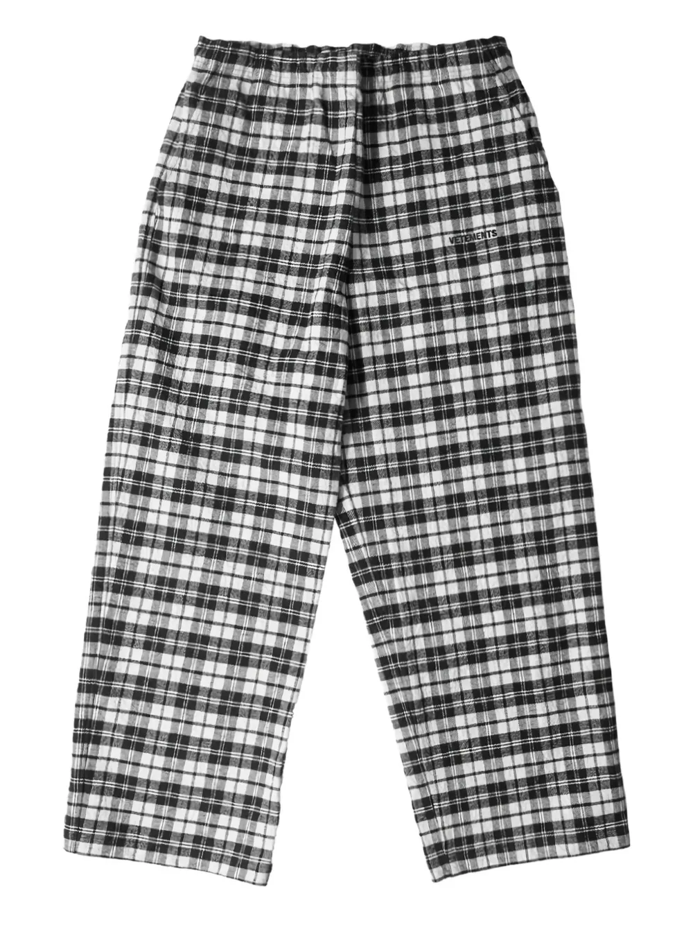 gingham-check trousers