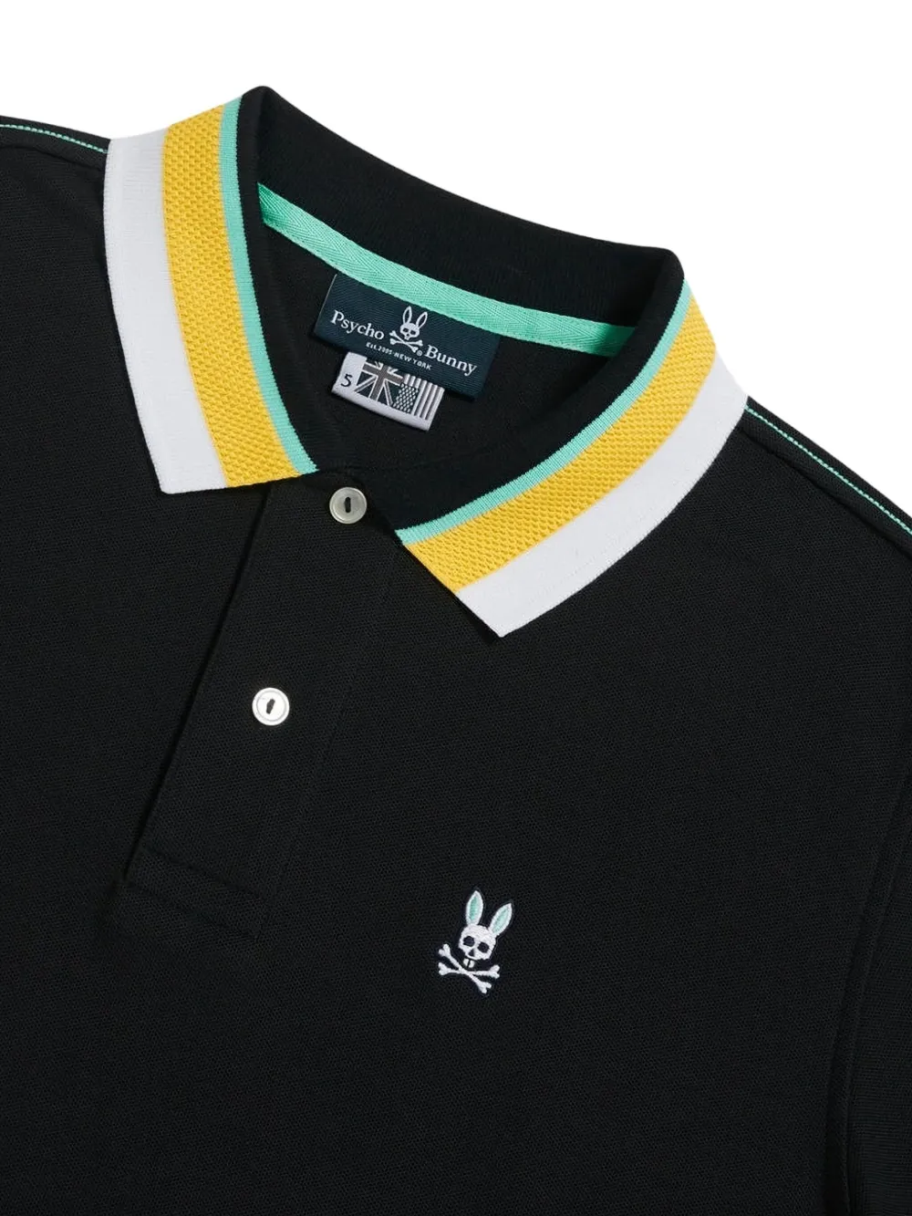 Psycho Bunny Poloshirt met gestreepte afwerking - Zwart