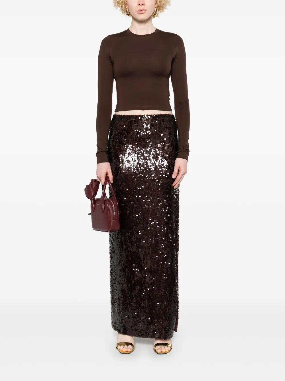 atubodycouture Atu Body Couture Maxi-rok met pailletten - Bruin