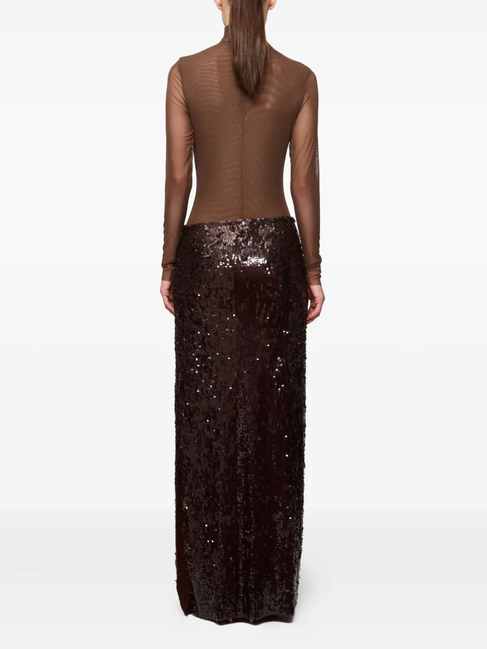  Atu Body Couture Sequinned Maxi Skirt - Brown 